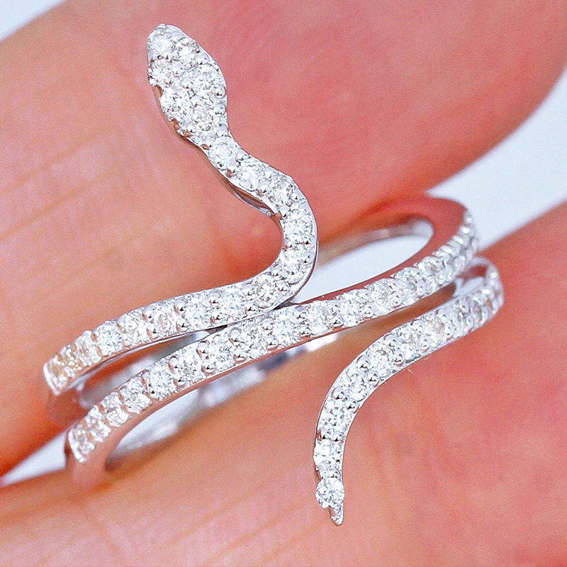 Fashion Snake Copper Inlay Zircon Rings 1 Piece