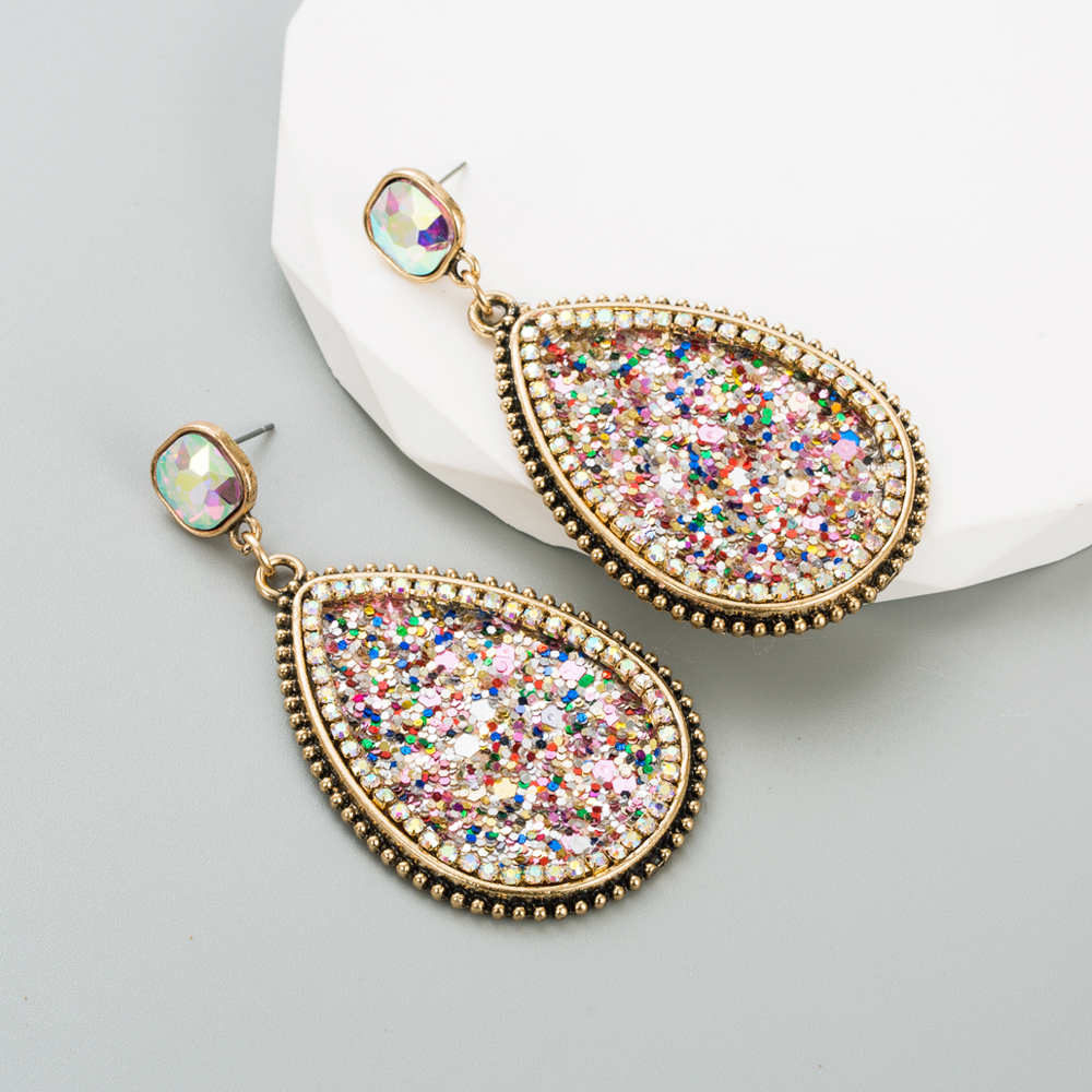 Fashion Water Droplets Sequin Alloy Rhinestone Womenu0027S Drop Earrings 1 Pair