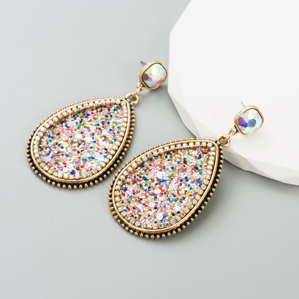 Fashion Water Droplets Sequin Alloy Rhinestone Womenu0027S Drop Earrings 1 Pair