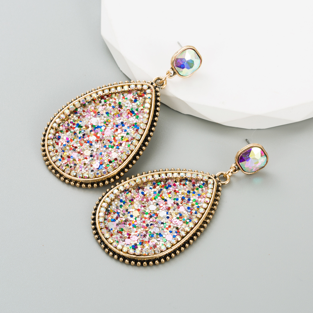 Fashion Water Droplets Sequin Alloy Rhinestone Womenu0027S Drop Earrings 1 Pair