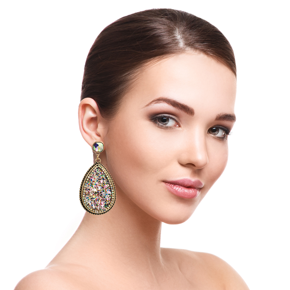 Fashion Water Droplets Sequin Alloy Rhinestone Womenu0027S Drop Earrings 1 Pair