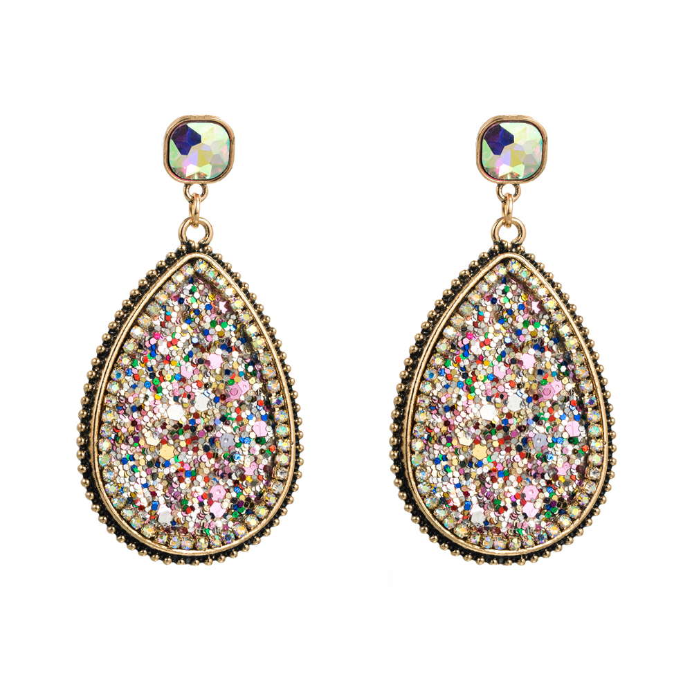 Fashion Water Droplets Sequin Alloy Rhinestone Womenu0027S Drop Earrings 1 Pair