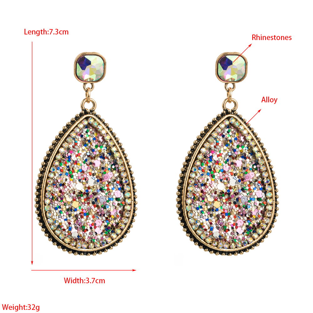 Fashion Water Droplets Sequin Alloy Rhinestone Womenu0027S Drop Earrings 1 Pair