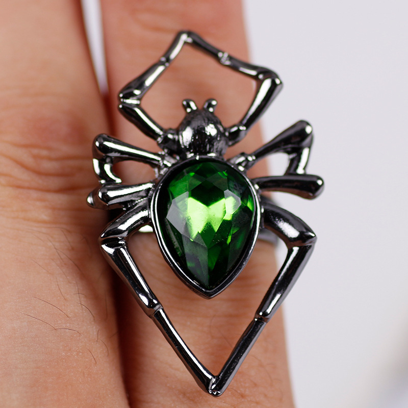 Fashion Spider Alloy Inlay Rhinestones Unisex Open Ring 1 Piece