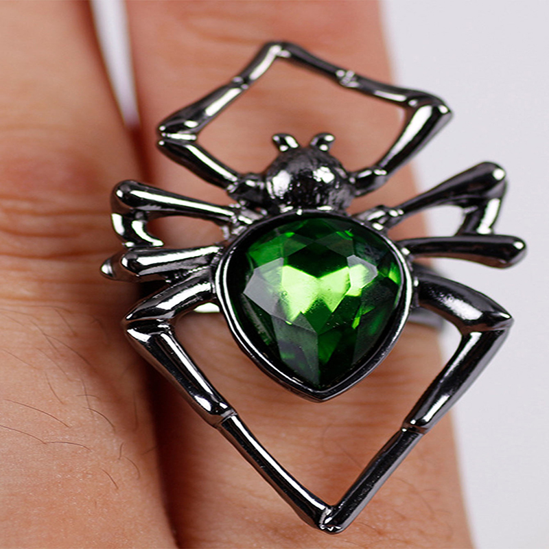 Fashion Spider Alloy Inlay Rhinestones Unisex Open Ring 1 Piece