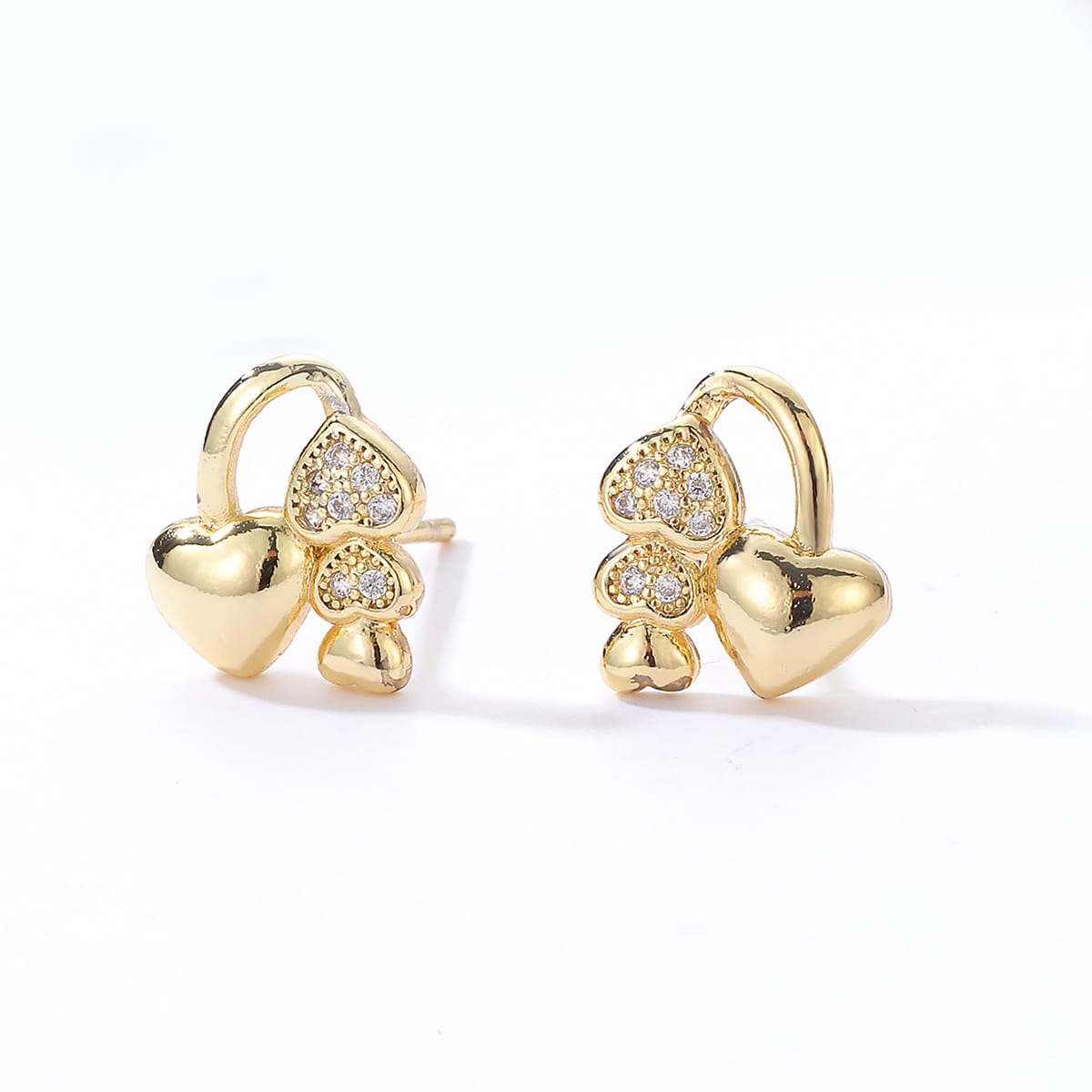 Simple Style Flower Butterfly Snowflake Copper Gold Plated Zircon Ear Studs 1 Pair
