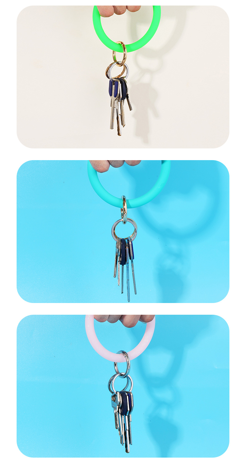 Simple Style Round Silica Gel Metal Epoxy Bag Pendant Keychain 1 Piece