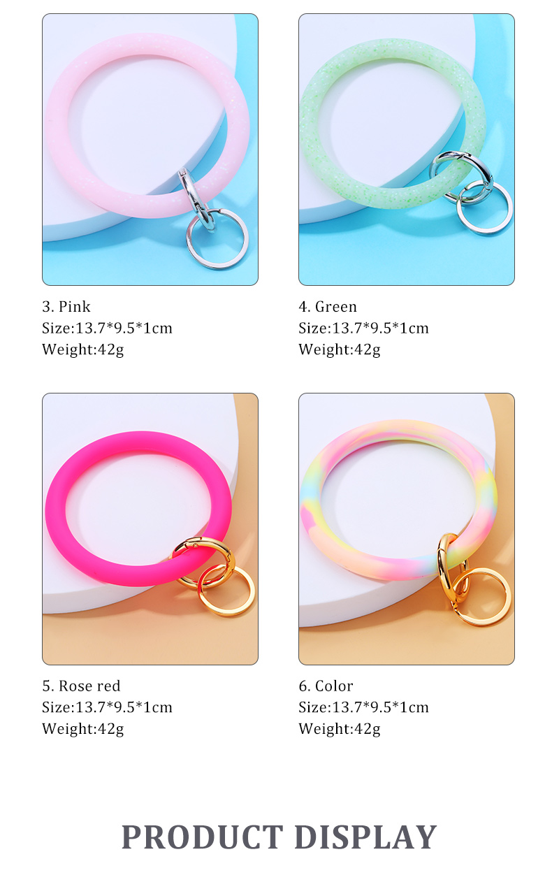 Simple Style Round Silica Gel Metal Epoxy Bag Pendant Keychain 1 Piece