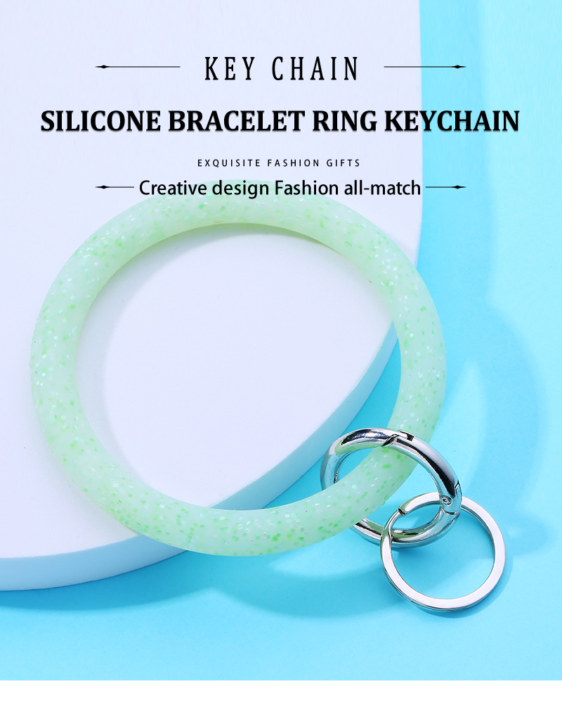Simple Style Round Silica Gel Metal Epoxy Bag Pendant Keychain 1 Piece