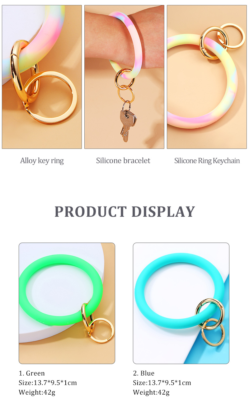 Simple Style Round Silica Gel Metal Epoxy Bag Pendant Keychain 1 Piece