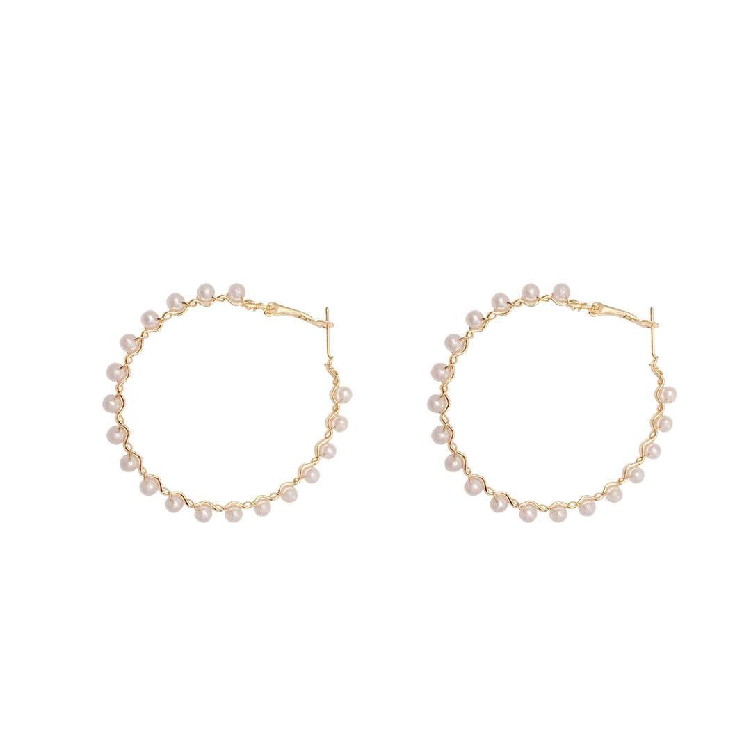 Simple Style Circle Alloy Artificial Pearls Womenu0027S Hoop Earrings 1 Pair