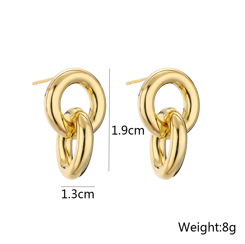 Fashion Circle Copper Gold Plated Drop Earrings 1 Pair