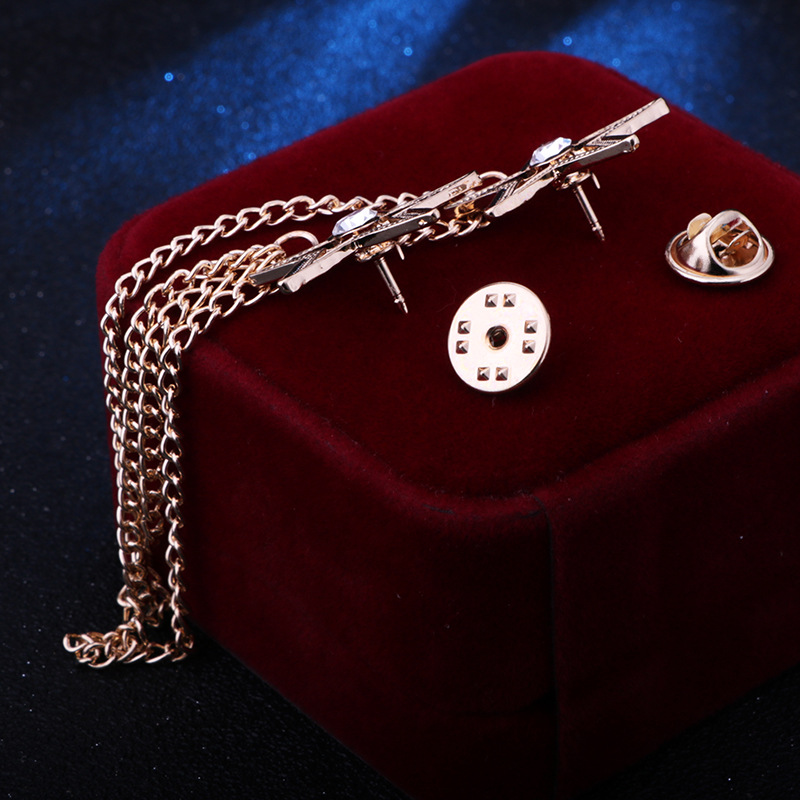 Fashion Pentagram Alloy Diamond Unisex Brooches Collar Pin