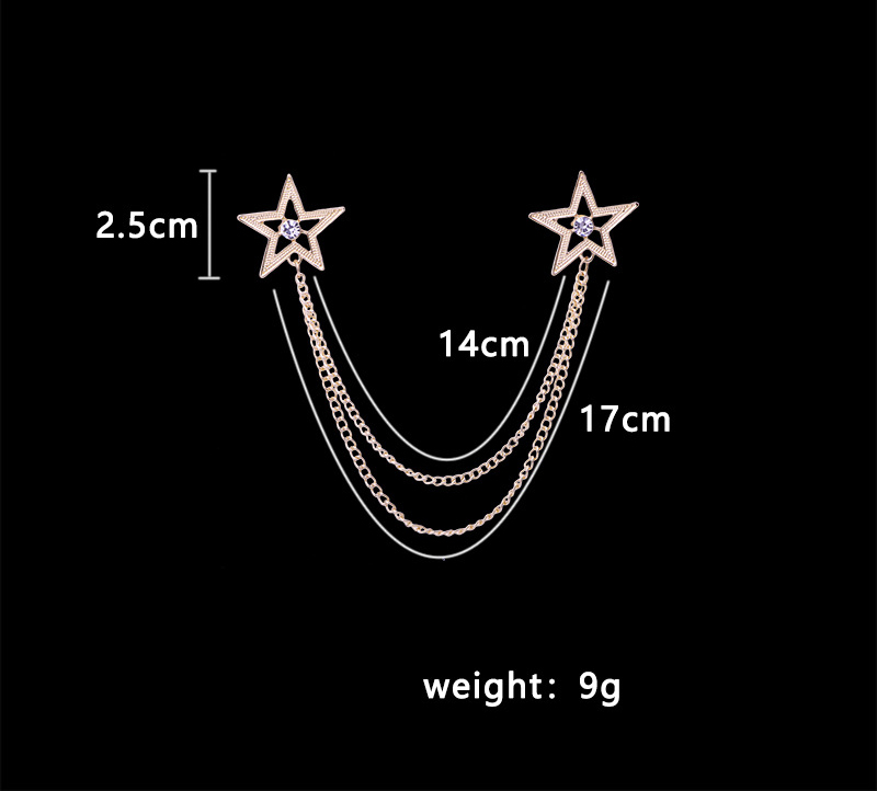Fashion Pentagram Alloy Diamond Unisex Brooches Collar Pin