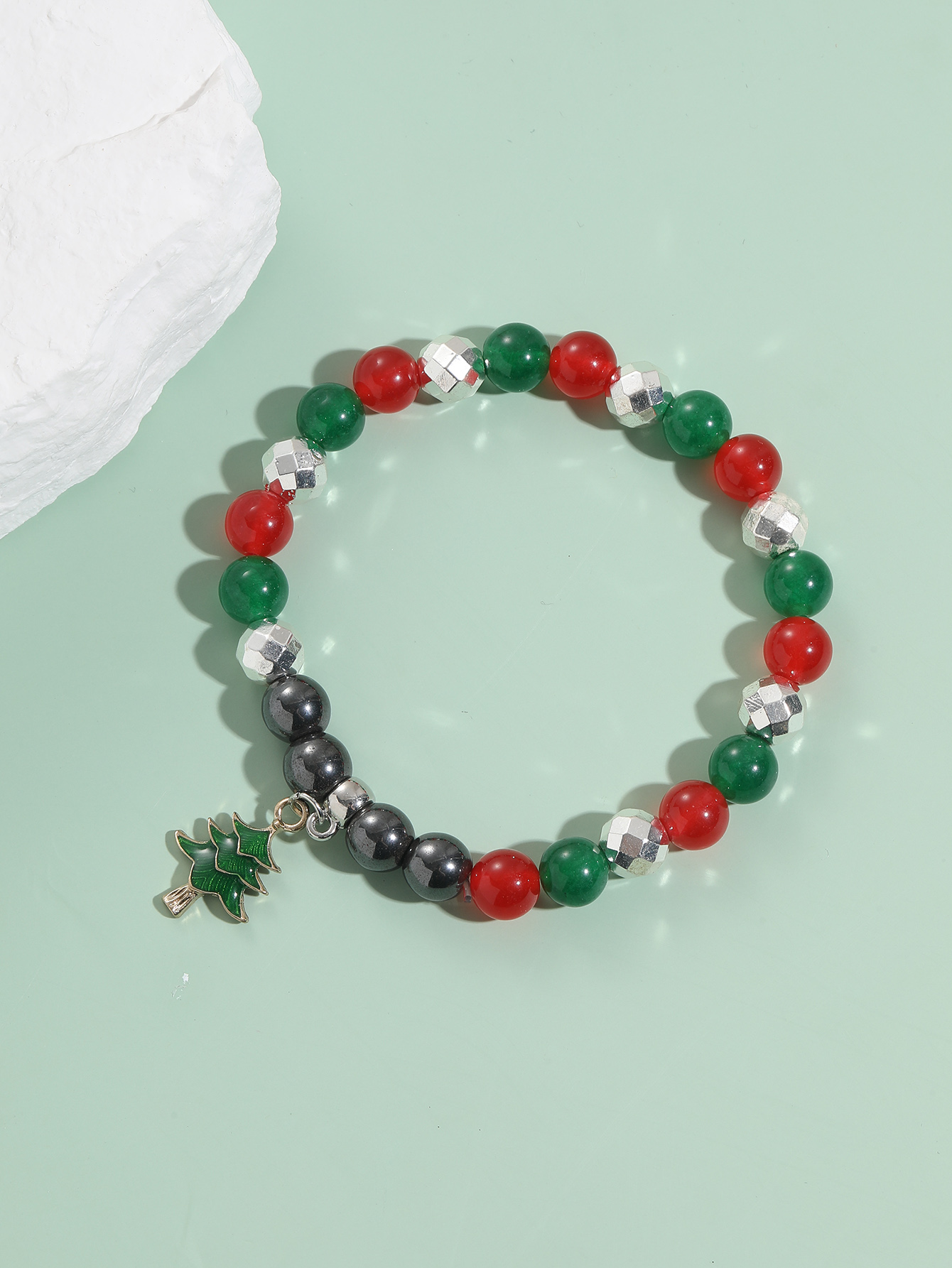 Fashion Christmas Tree natural stone Beaded Bracelets 1 Piece