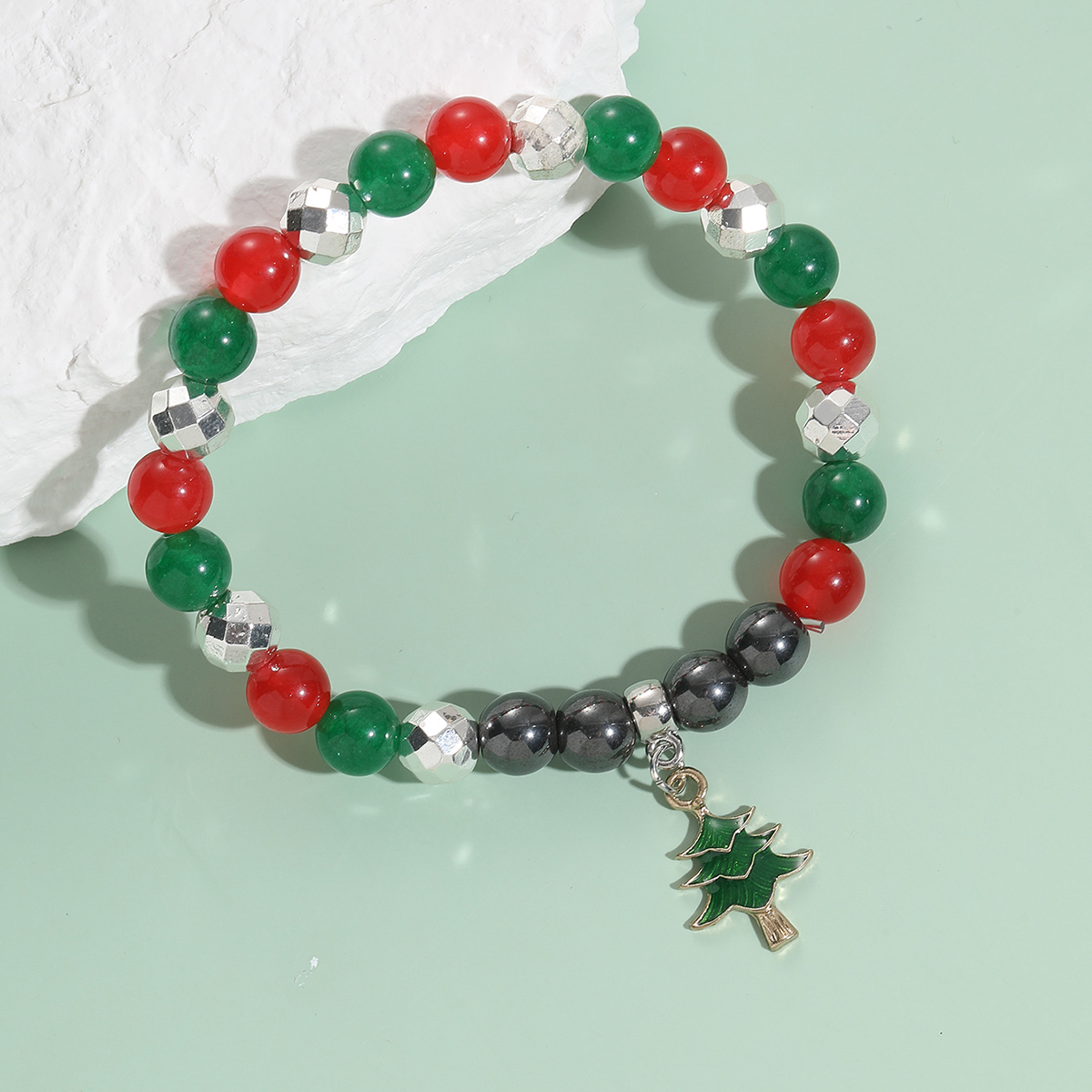 Fashion Christmas Tree natural stone Beaded Bracelets 1 Piece