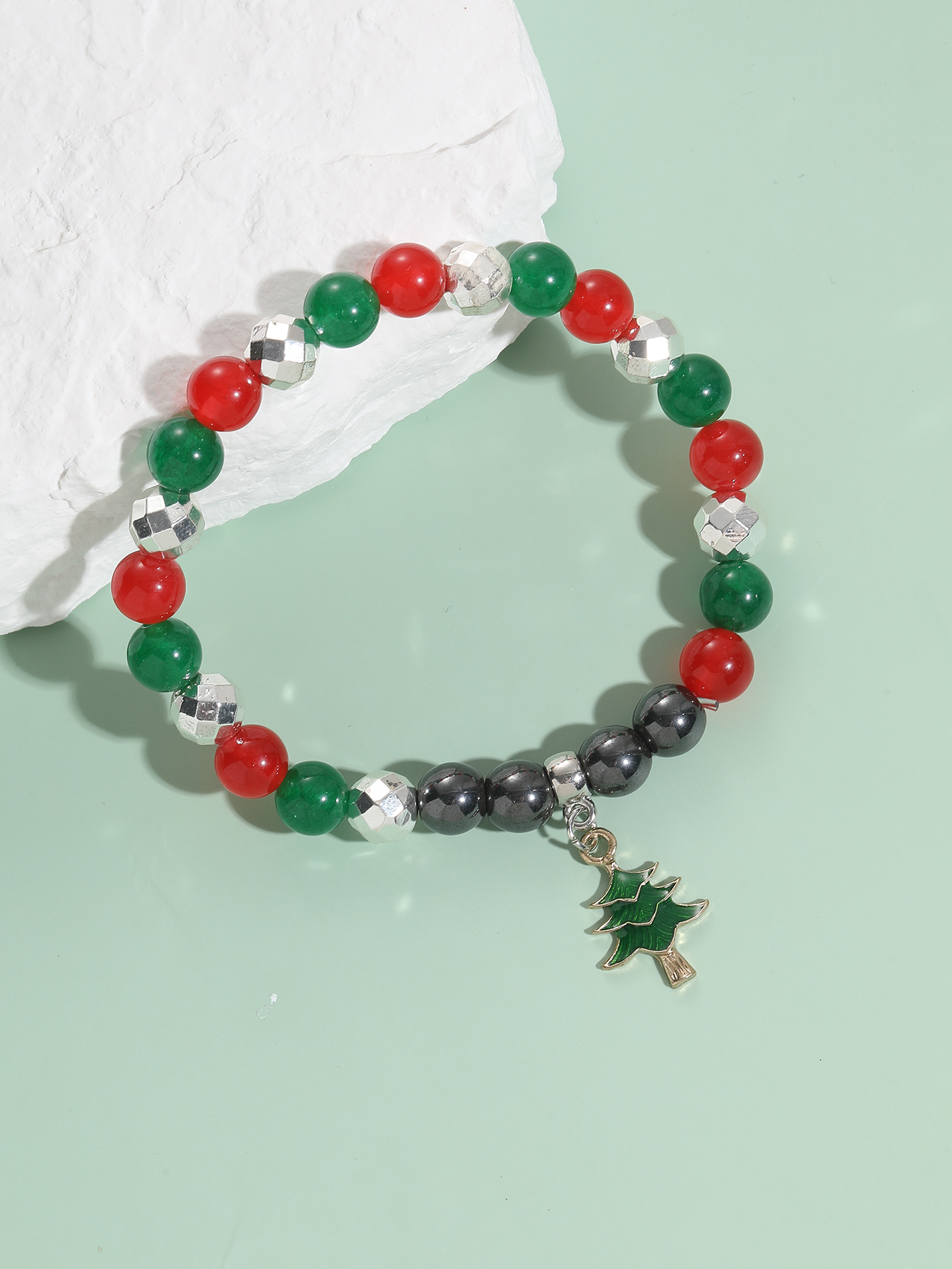 Fashion Christmas Tree natural stone Beaded Bracelets 1 Piece