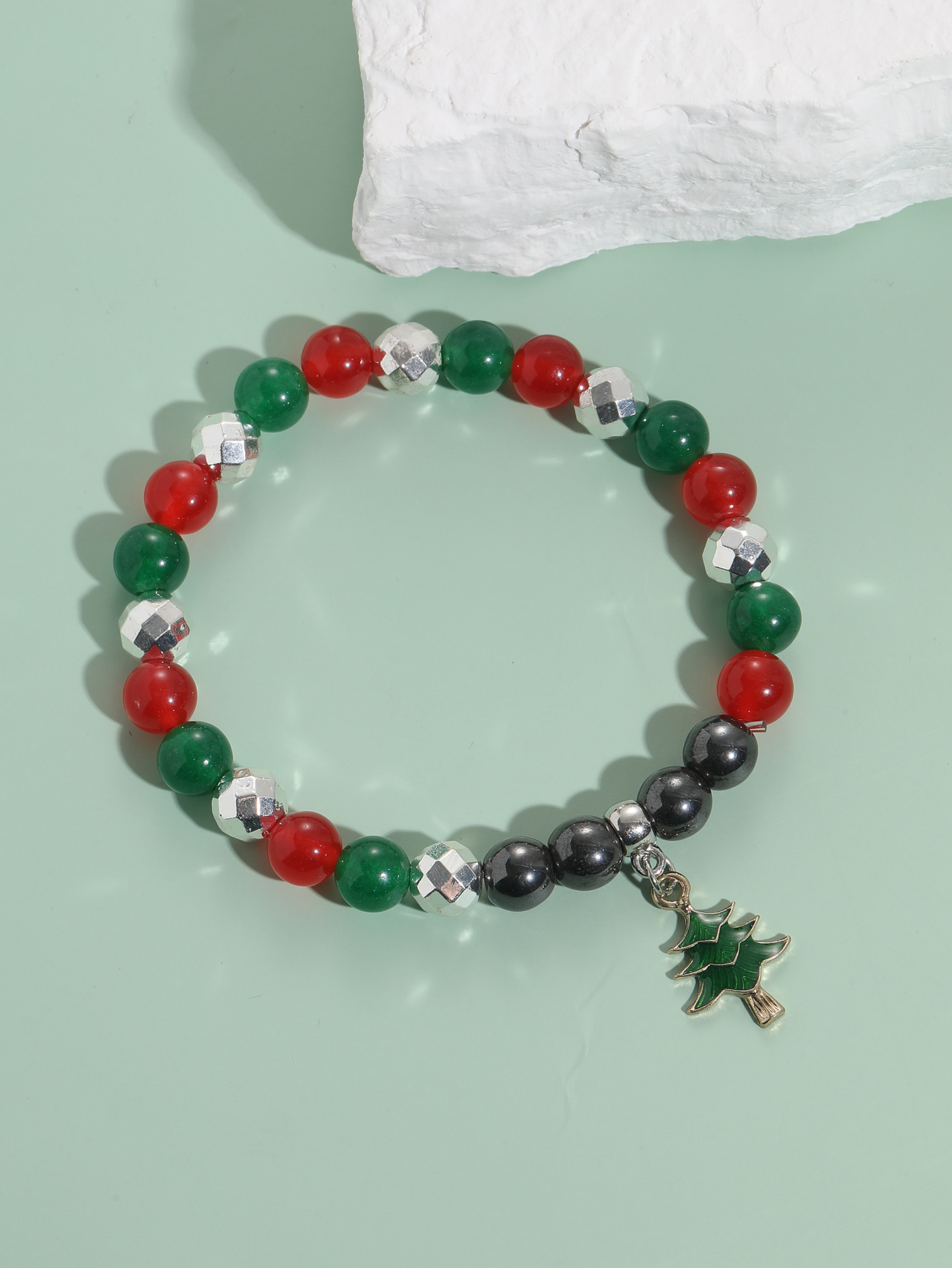 Fashion Christmas Tree natural stone Beaded Bracelets 1 Piece