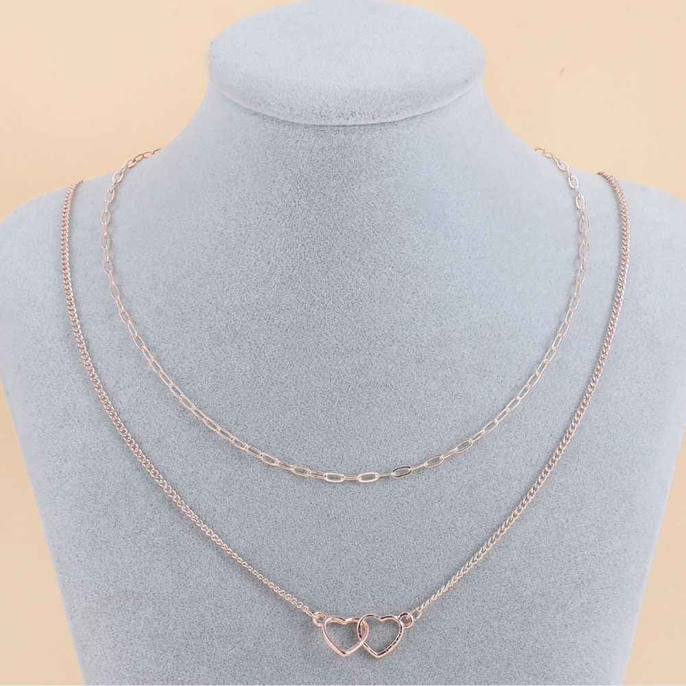 Fashion Heart Shape Alloy Plating Womenu0027S Layered Necklaces 2 Pieces