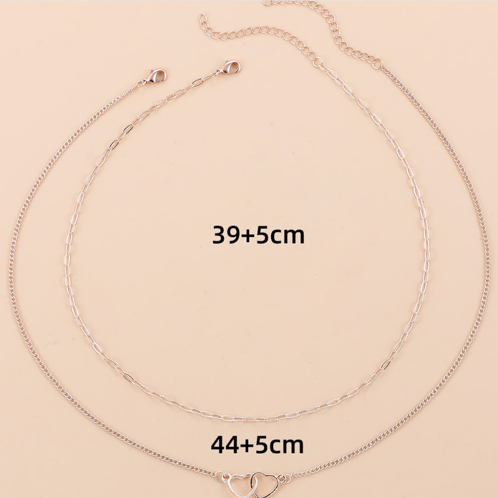 Fashion Heart Shape Alloy Plating Womenu0027S Layered Necklaces 2 Pieces