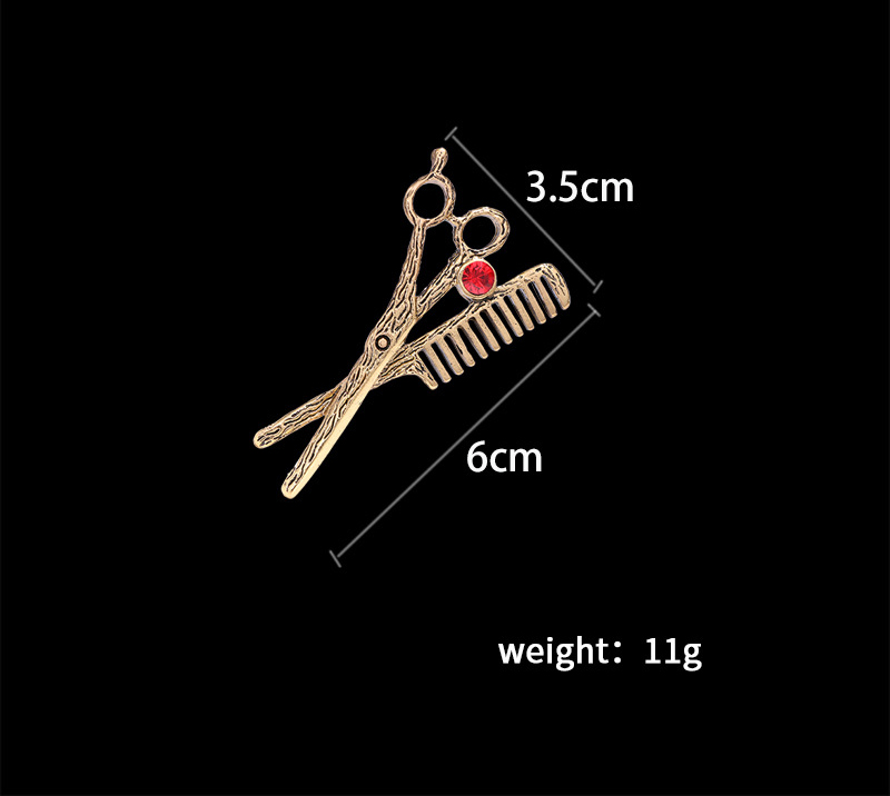 Hip-Hop Scissors Alloy Plating Rhinestones Menu0027S Collar Pin