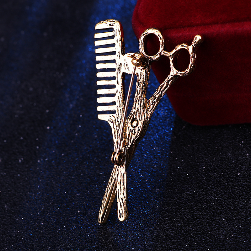 Hip-Hop Scissors Alloy Plating Rhinestones Menu0027S Collar Pin