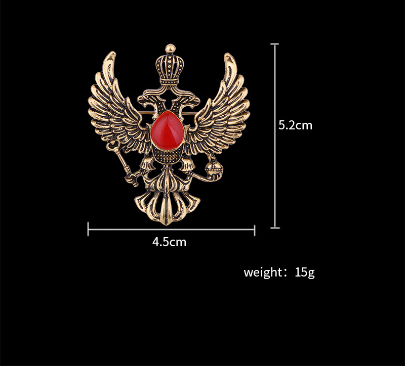 Vintage Style Eagle Alloy Inlay Artificial Gemstones Menu0027S Brooches