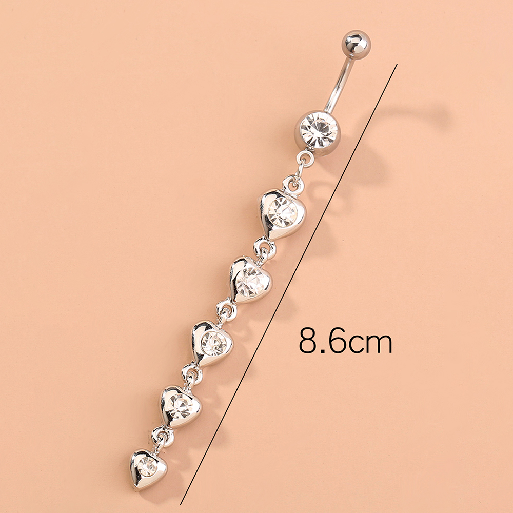 Nordic Style Moon Heart Shape Stainless Steel Inlay Zircon Belly Ring 1 Piece