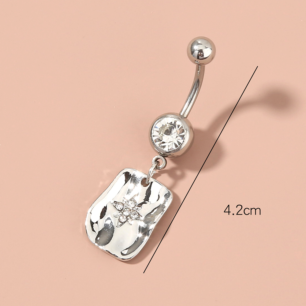 Nordic Style Moon Heart Shape Stainless Steel Inlay Zircon Belly Ring 1 Piece