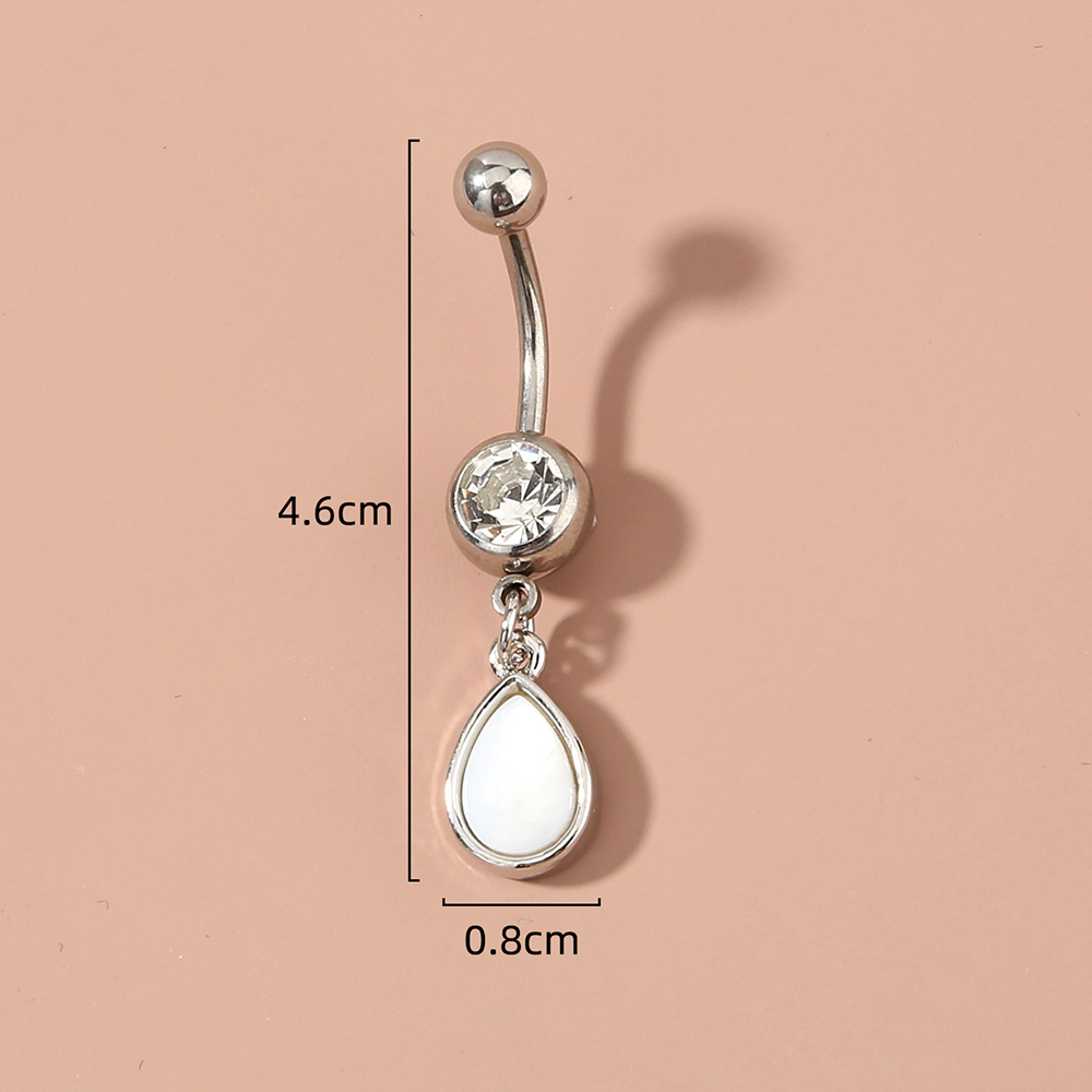 Fashion Round Water Droplets Heart Shape Stainless Steel Inlay Zircon Belly Ring 1 Piece