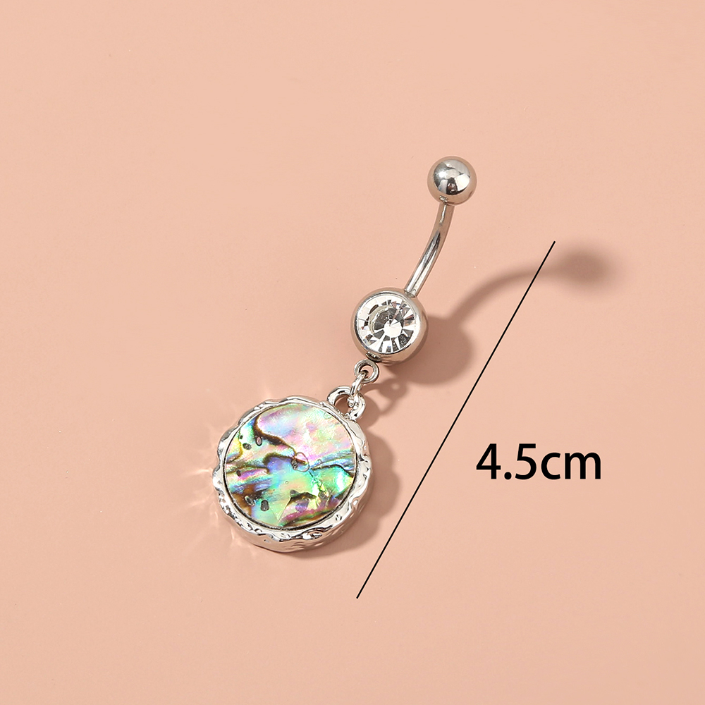 Fashion Round Water Droplets Heart Shape Stainless Steel Inlay Zircon Belly Ring 1 Piece