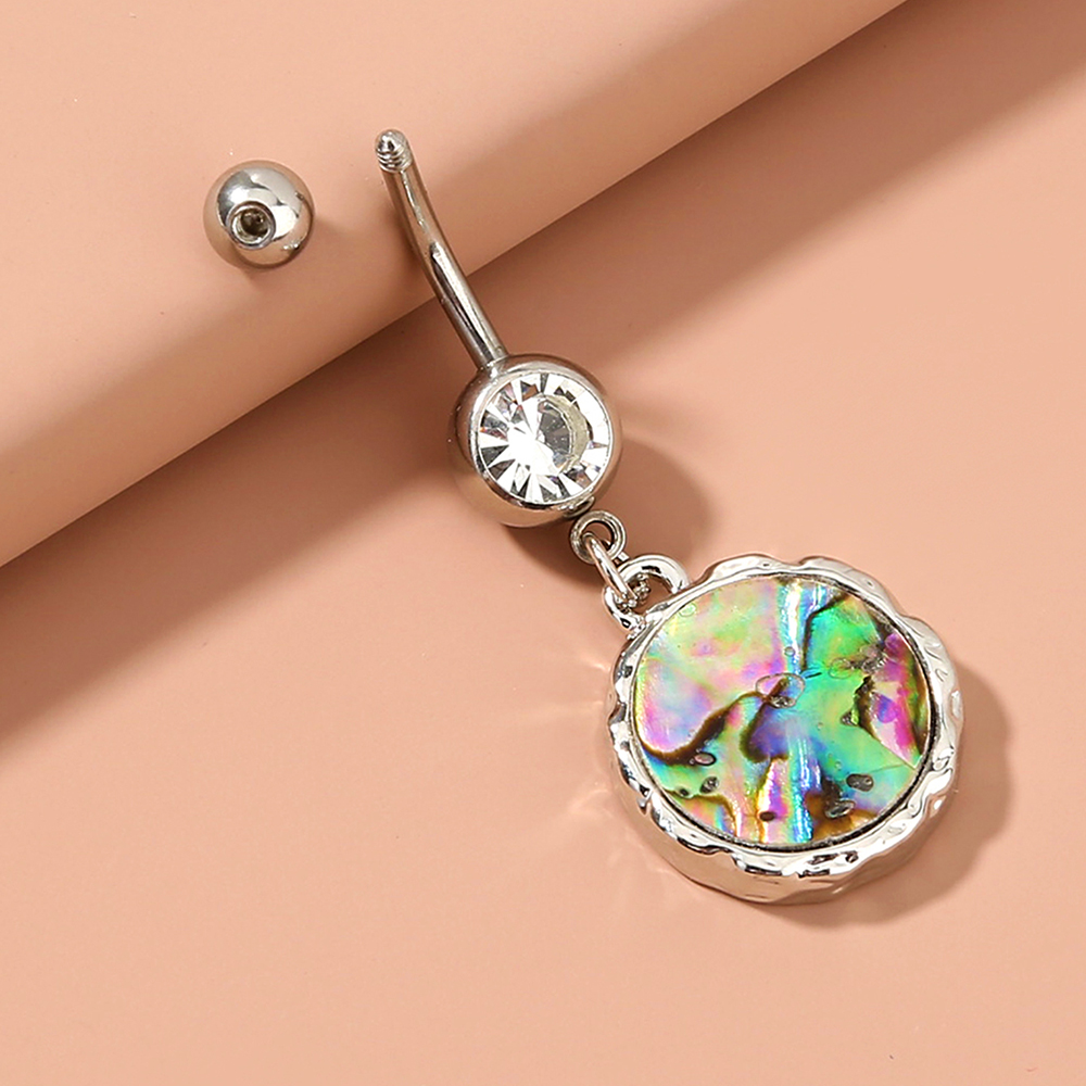 Fashion Round Water Droplets Heart Shape Stainless Steel Inlay Zircon Belly Ring 1 Piece