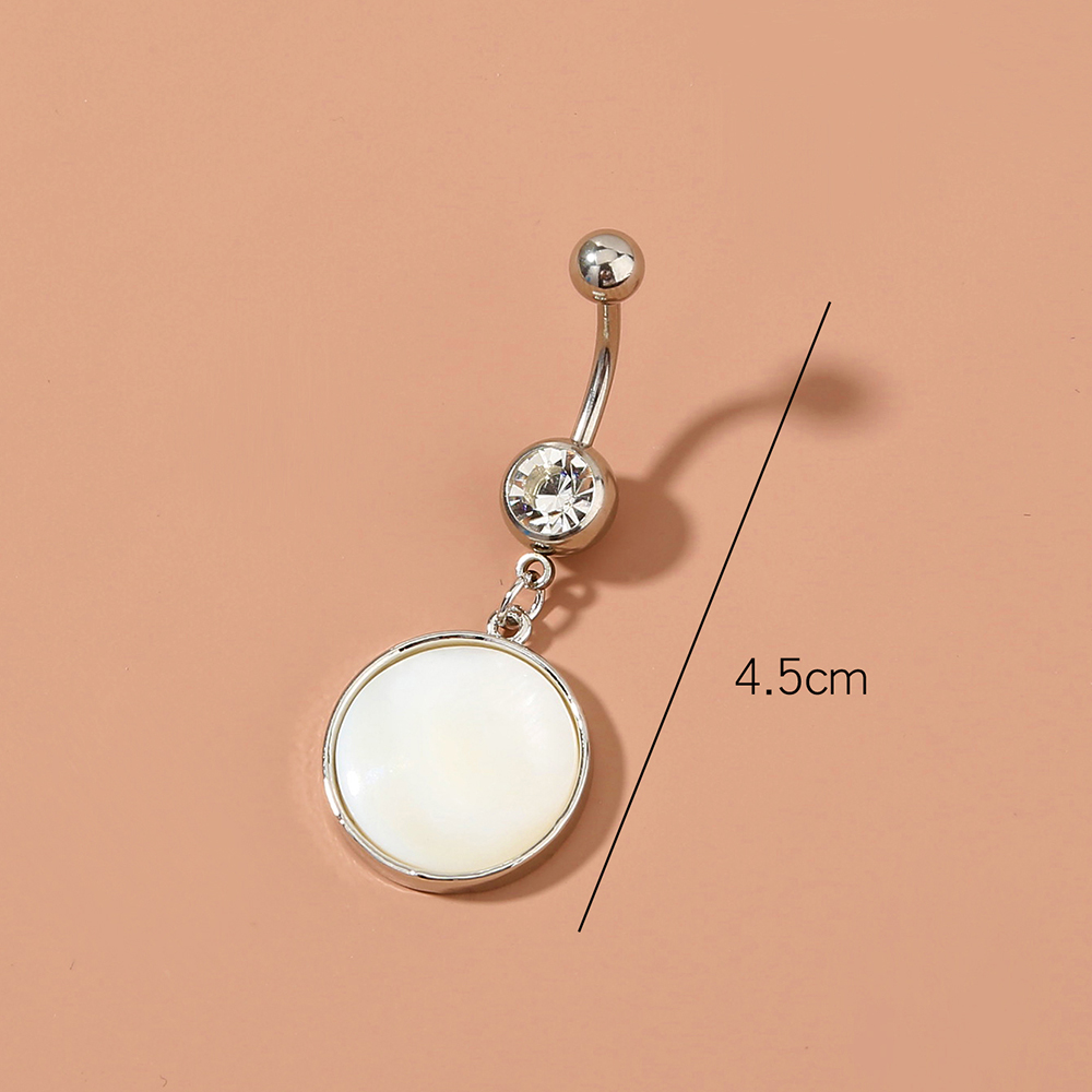 Fashion Round Water Droplets Heart Shape Stainless Steel Inlay Zircon Belly Ring 1 Piece