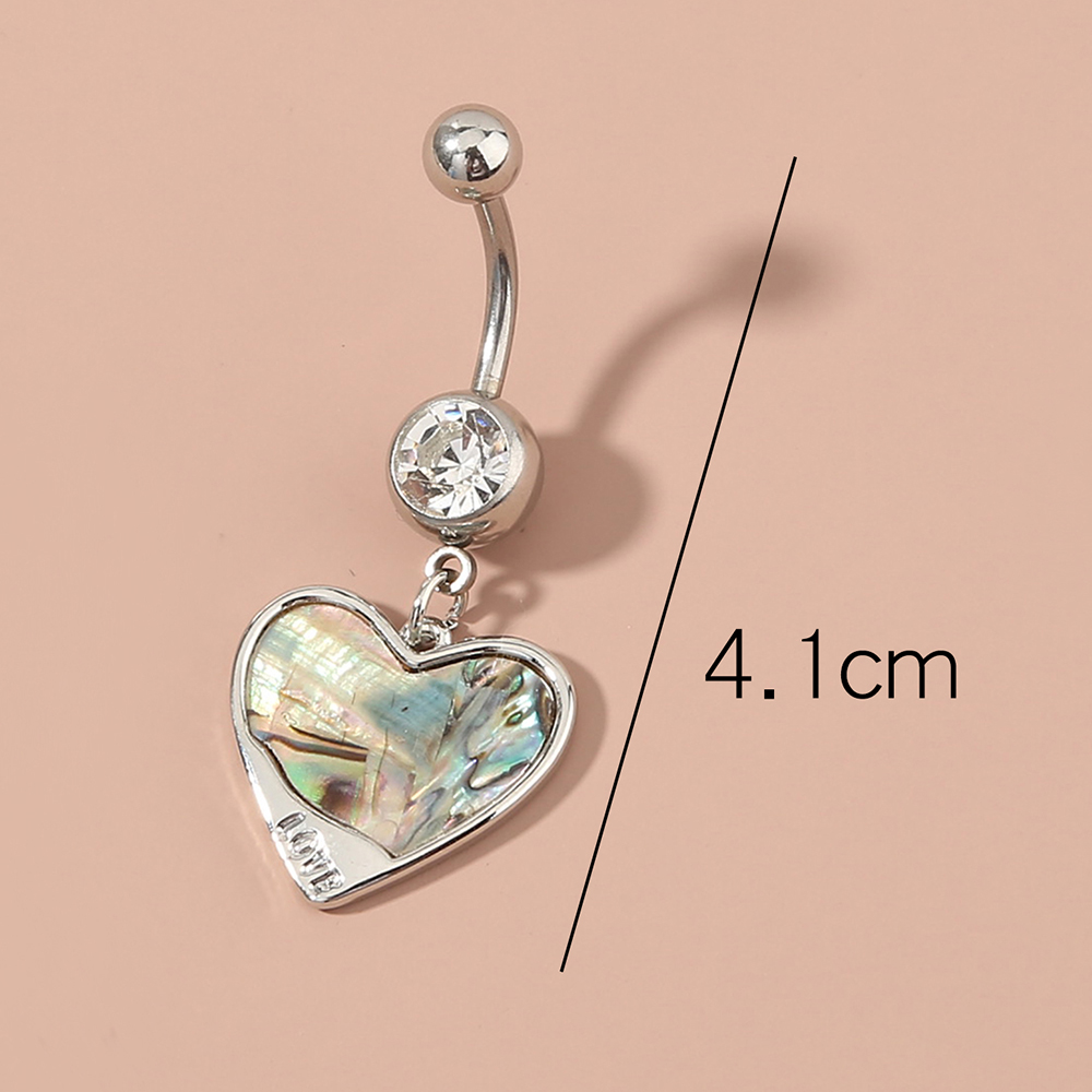 Fashion Round Water Droplets Heart Shape Stainless Steel Inlay Zircon Belly Ring 1 Piece