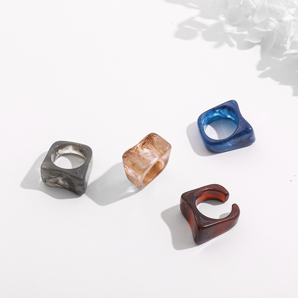 Simple Style Geometric Synthetic Resin Plating Womenu0027S Rings 1 Set