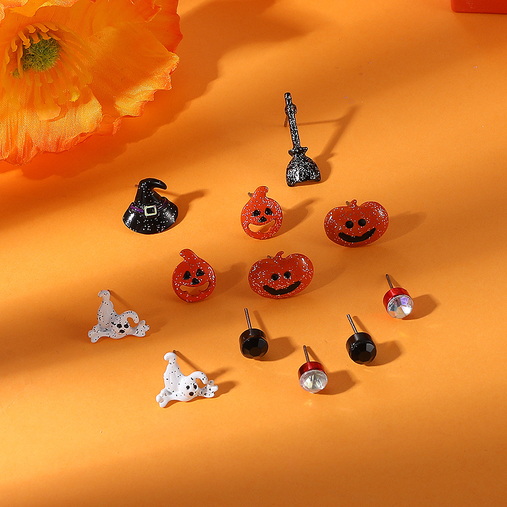 Retro Pumpkin ghost Bat Alloy Womenu0027S Earrings 1 Set