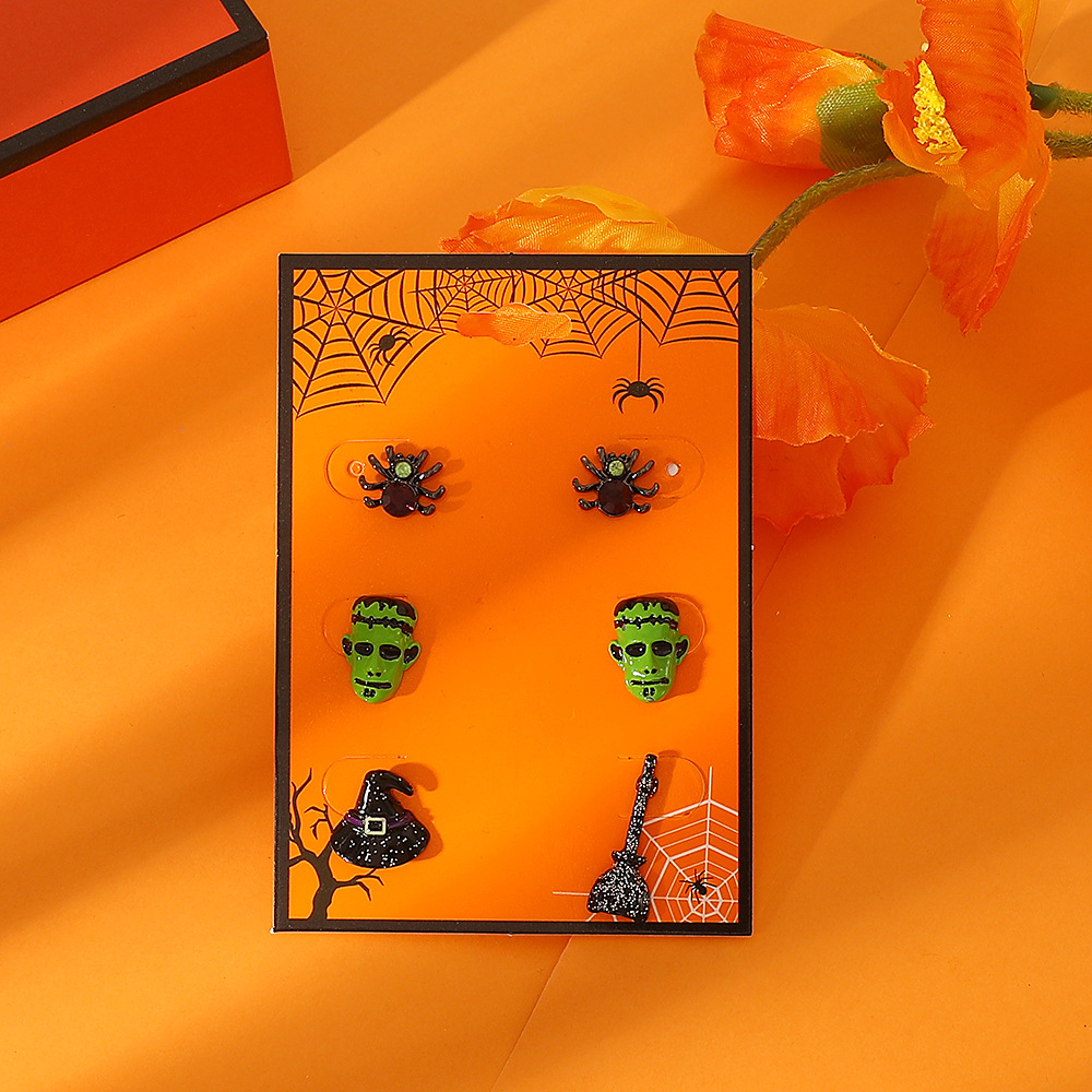 Retro Pumpkin ghost Bat Alloy Womenu0027S Earrings 1 Set