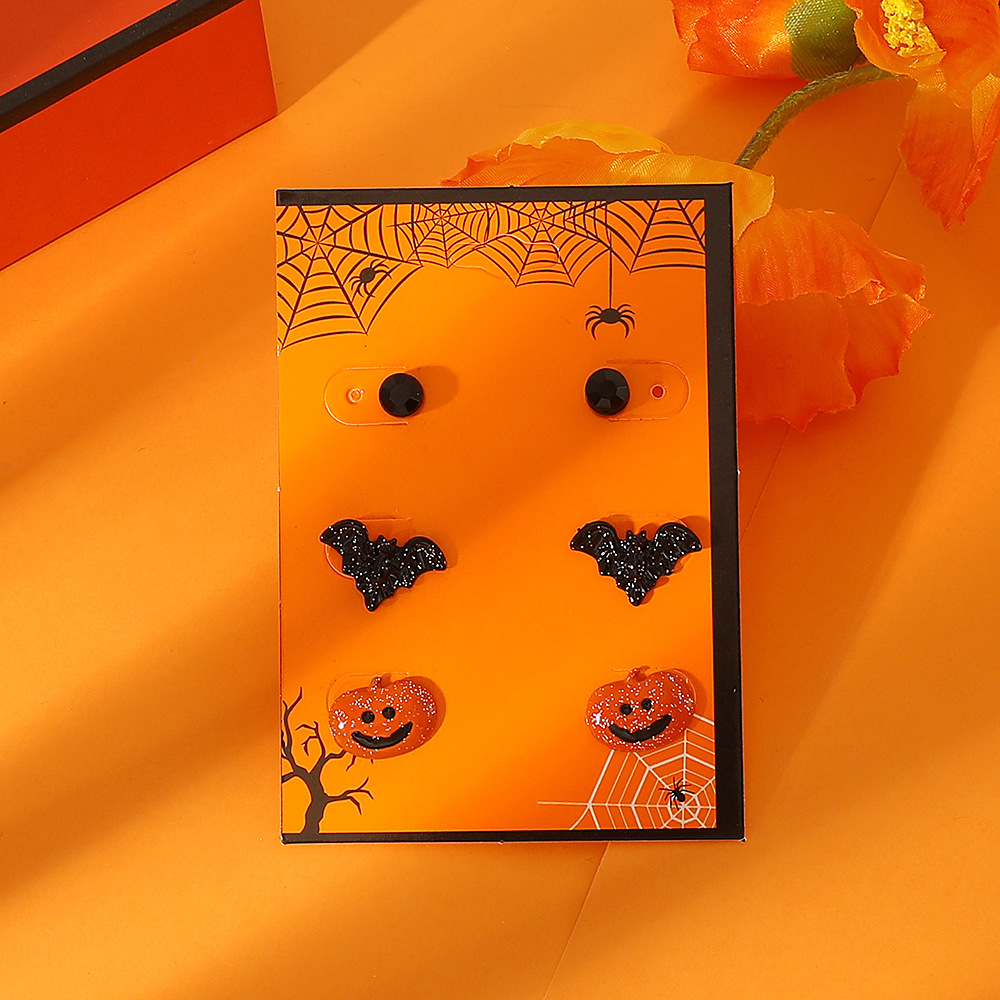 Retro Pumpkin ghost Bat Alloy Womenu0027S Earrings 1 Set