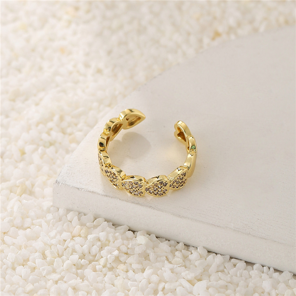 Sweet Heart Shape Alloy Plating Inlay Rhinestones Womenu0027S Open Ring 1 Piece