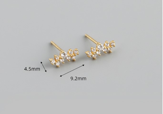 Fashion Geometric Silver Inlay Zircon Ear Studs 1 Pair