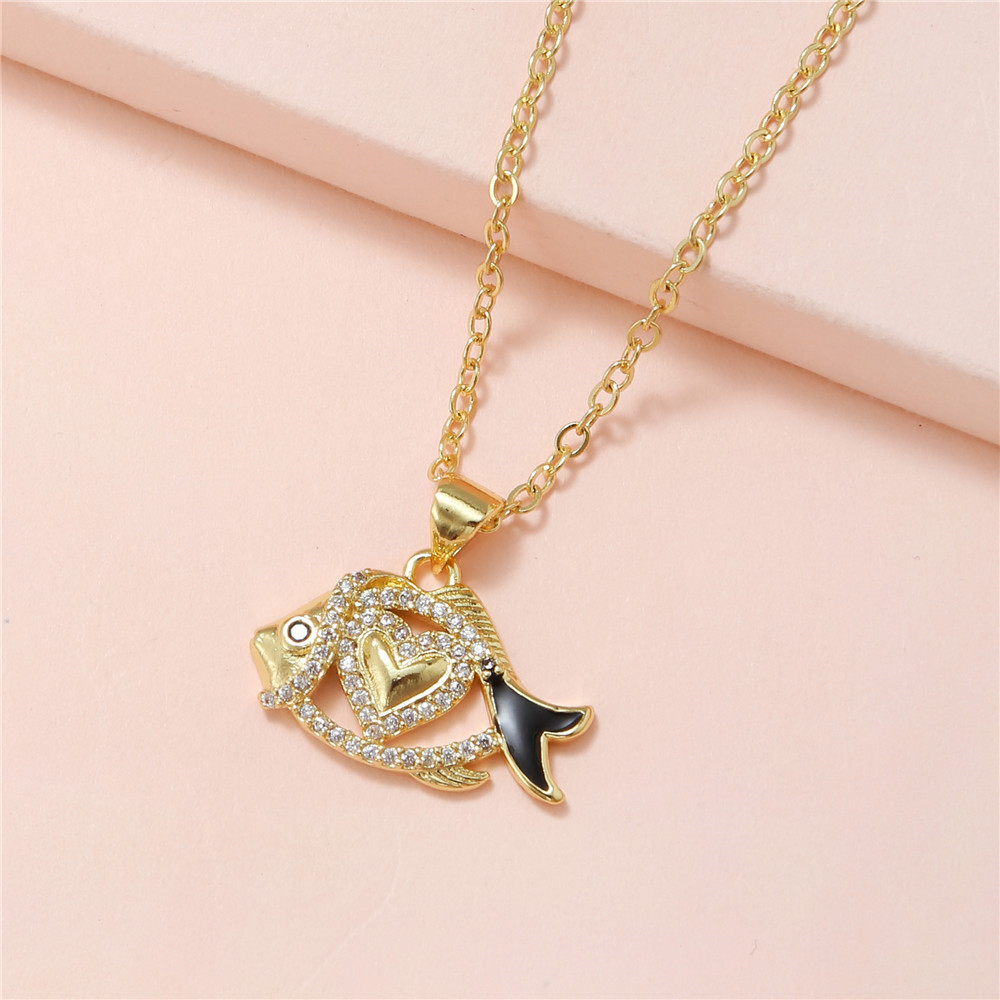 Fashion Fish Alloy Plating Artificial Diamond Womenu0027S Pendant Necklace 1 Piece