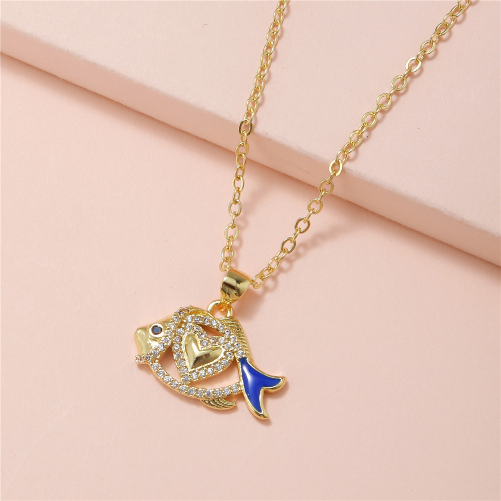 Fashion Fish Alloy Plating Artificial Diamond Womenu0027S Pendant Necklace 1 Piece