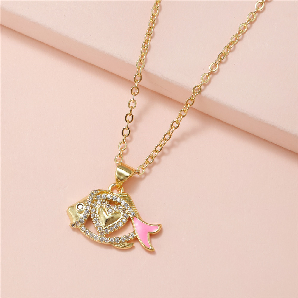 Fashion Fish Alloy Plating Artificial Diamond Womenu0027S Pendant Necklace 1 Piece