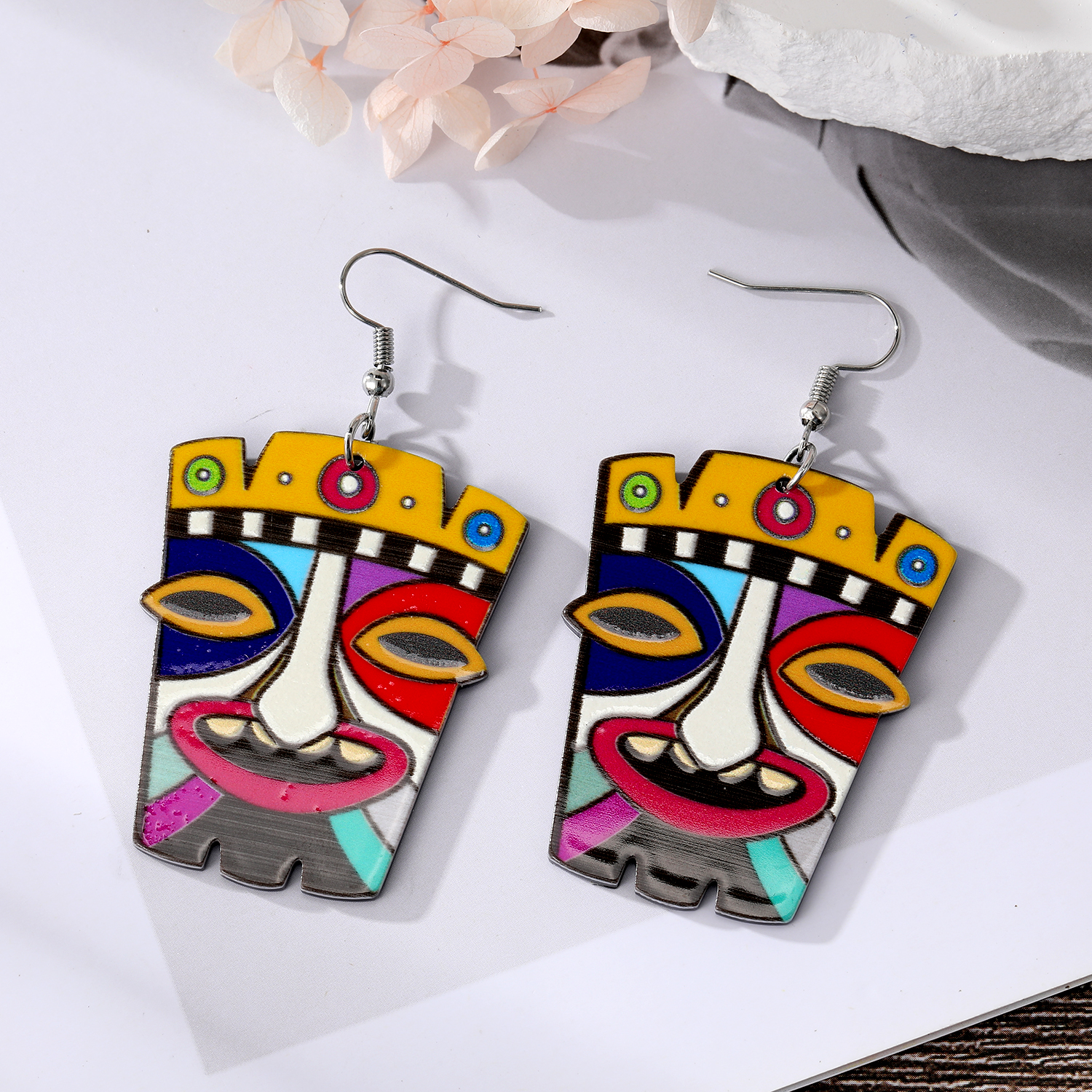 Retro Cartoon Character Copper Drop Earrings 1 Pair