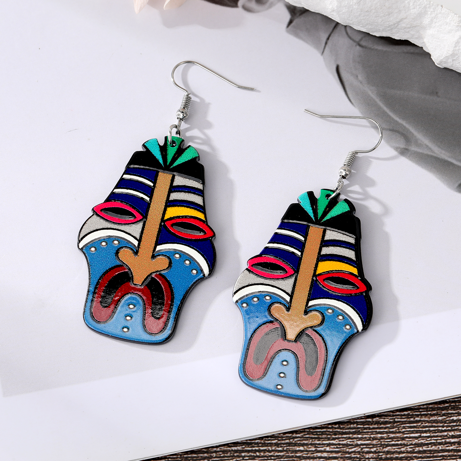 Retro Cartoon Character Copper Drop Earrings 1 Pair