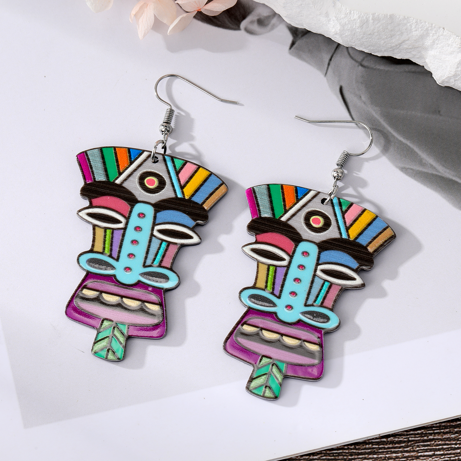 Retro Cartoon Character Copper Drop Earrings 1 Pair