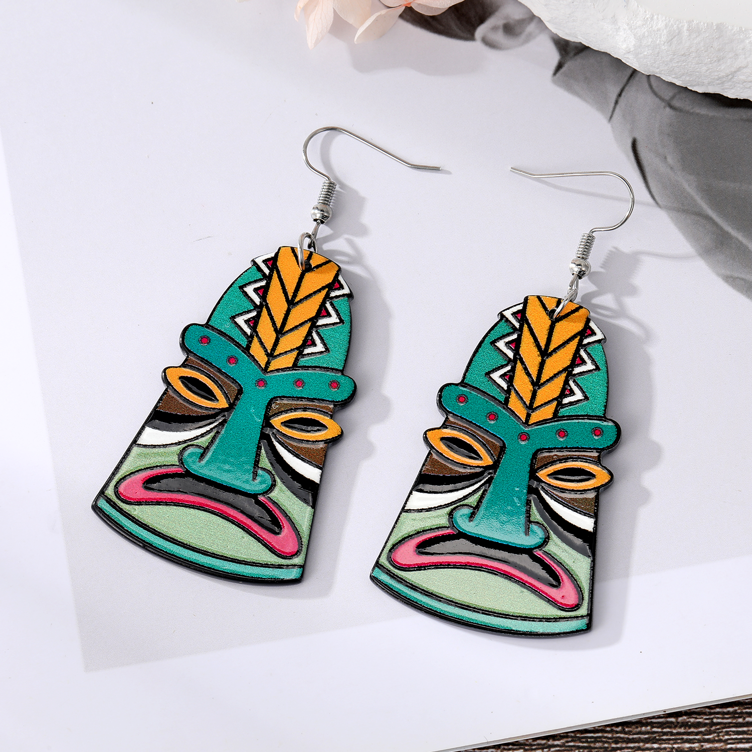 Retro Cartoon Character Copper Drop Earrings 1 Pair