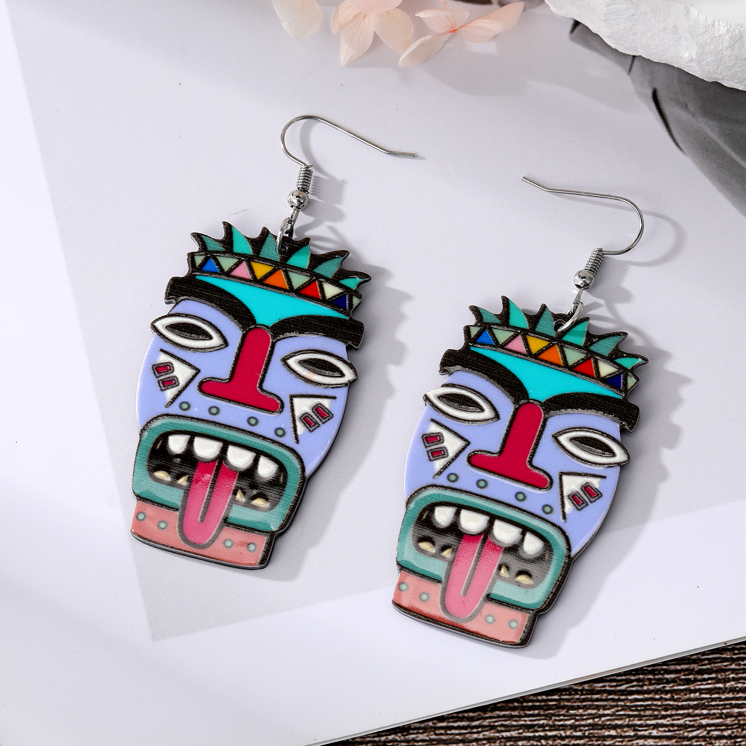 Retro Cartoon Character Copper Drop Earrings 1 Pair