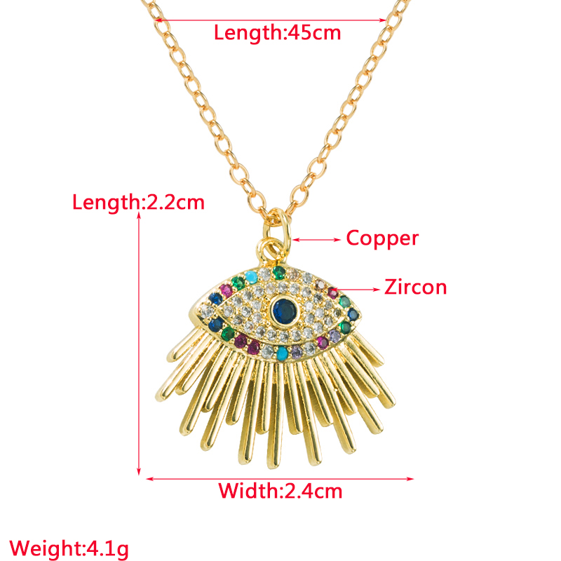 Hip-Hop Devilu0027S Eye Copper Gold Plated Zircon Pendant Necklace 1 Piece