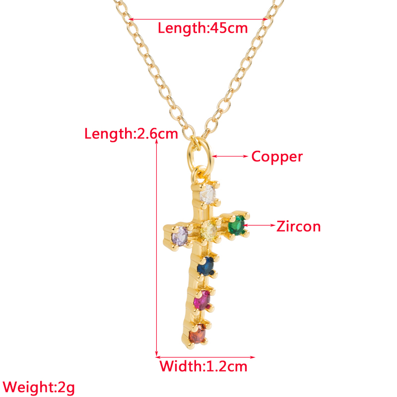 Fashion Cross Heart Shape Copper Gold Plated Zircon Pendant Necklace 1 Piece